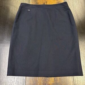 Calvin‎ Klein Skirt Womens 10 Navy Pencil Straight Luxe Stretch Work Career